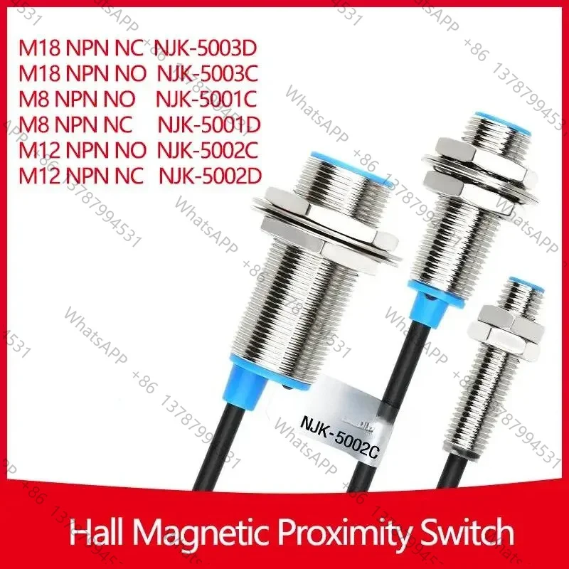 M8 M12 M18 hall proximity switch NJK-5002c sensor 3wire NPN NO magnetic magnet NC