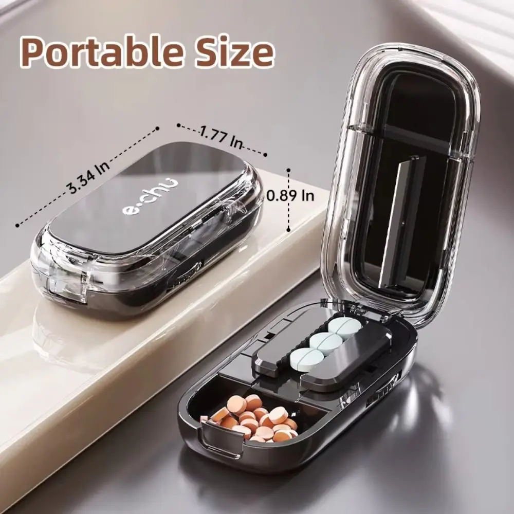 Precise Cutting Portable Pill Cutter Dustproof Halve/Quartering 2 in 1 Pill Storage Box Adjustable Detachable Pill Case