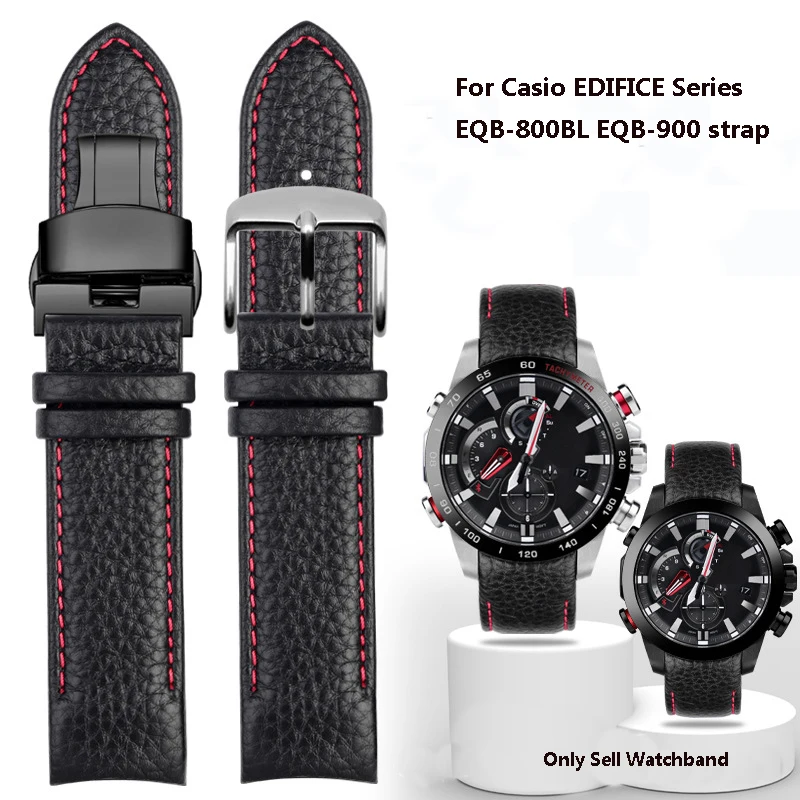 

Arc Genuine Leather Watch Band for Casio EDIFICE EQB-800BL/500/501 EQB-900 Series Strap Men Waterproof Bracelet 22mm