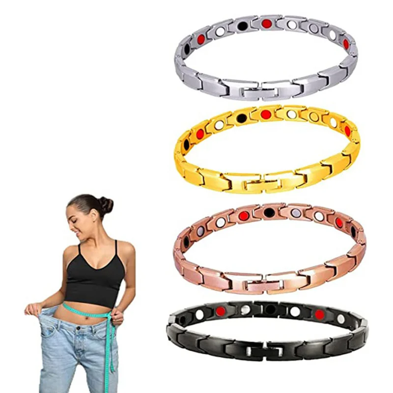 Wu\'s 2022 New Ladies Titanium Steel Weight Loss Magnet Bracelet Magnetic Bracelet Magnetic Health Care Negative Ion Bracelet