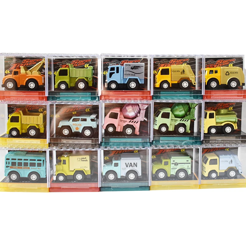 Miniatuur speelgoedauto van legering voor kinderen met terugtrekbare optie, transparante repository, technisch automodel speelgoed, cadeau uit één stuk