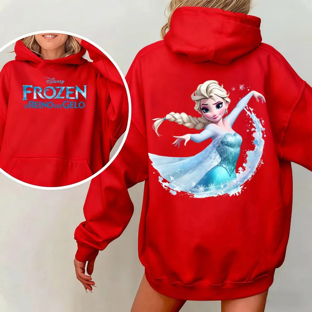 2025 nova disney outono feminino dos desenhos animados traje senhoras de manga comprida congelado elsa roupas com capuz | Sorpresa de Natal | Presente de Halloween