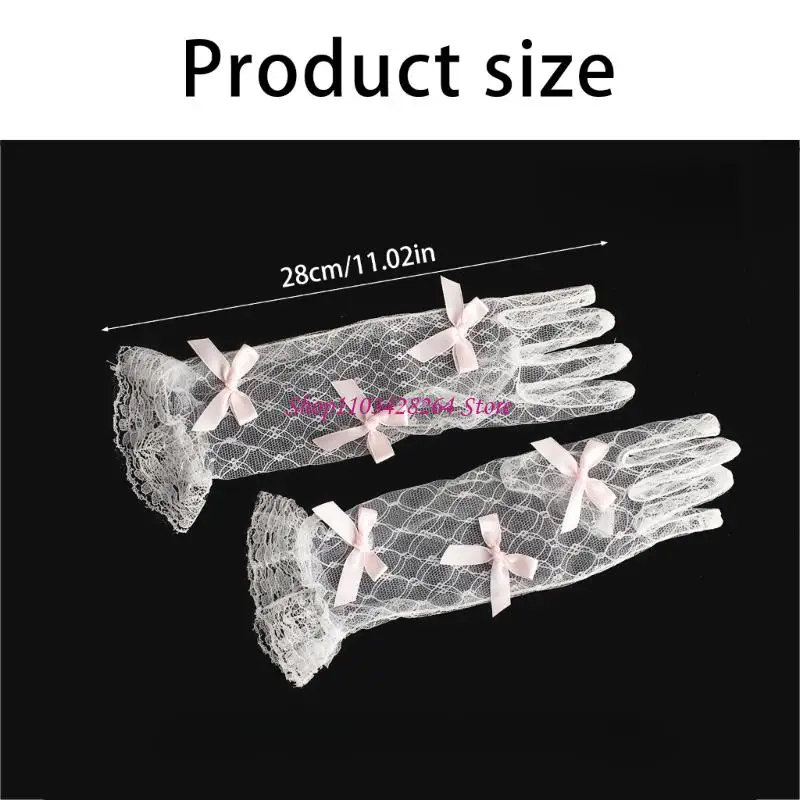 Sweet Lace Veil Headpiece & Gloves Combo Attractive Netting Veil for Infant Girls Halloween Birthday Celebration Outfit