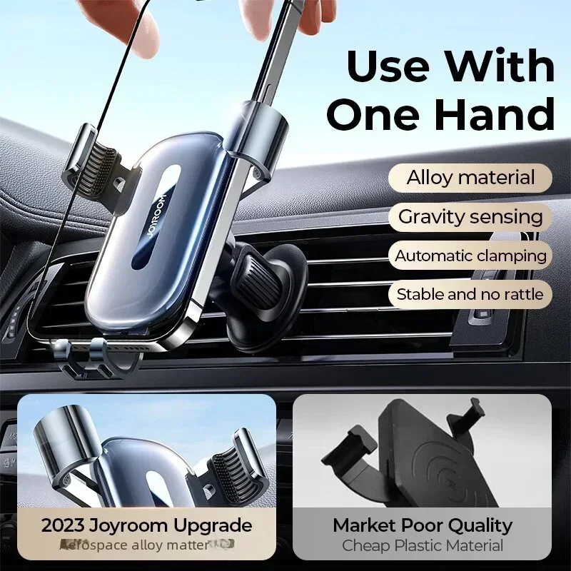 Joyroom Universal Car Vent Phone Mount Upgrade 360° Rotation Vent Clip Car Phone Holder Fits Phones and Cases from 4.7-7.2