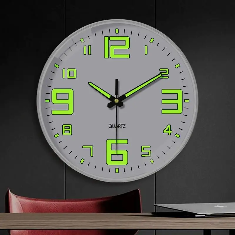 8 Inch Luminous Wall Clock Modern Silent Non-Ticking Quartz Clock Night Glow Home Decor for Living Room Bedroom
