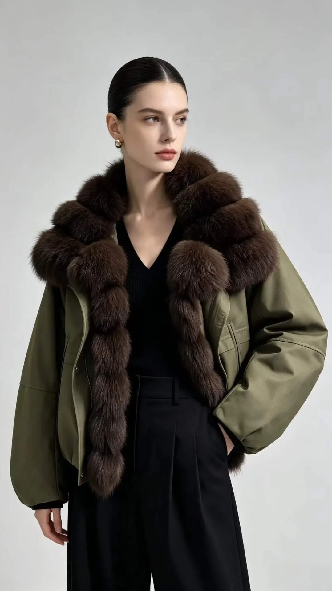 OFTBUY Big Fox Fur Spliced Parkas Winter Warm Thick Women's Coat Loose Duck Down Clothes Women Short Jacket with Fur for Women