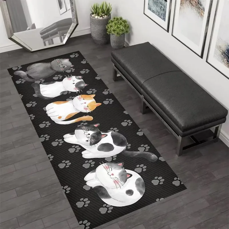 Cute Cat Print Laundry Room Kitchen Mat Machine Washable Rug Non-slip Mat for Kitchen Laundry,home Decor Entrance Doormat