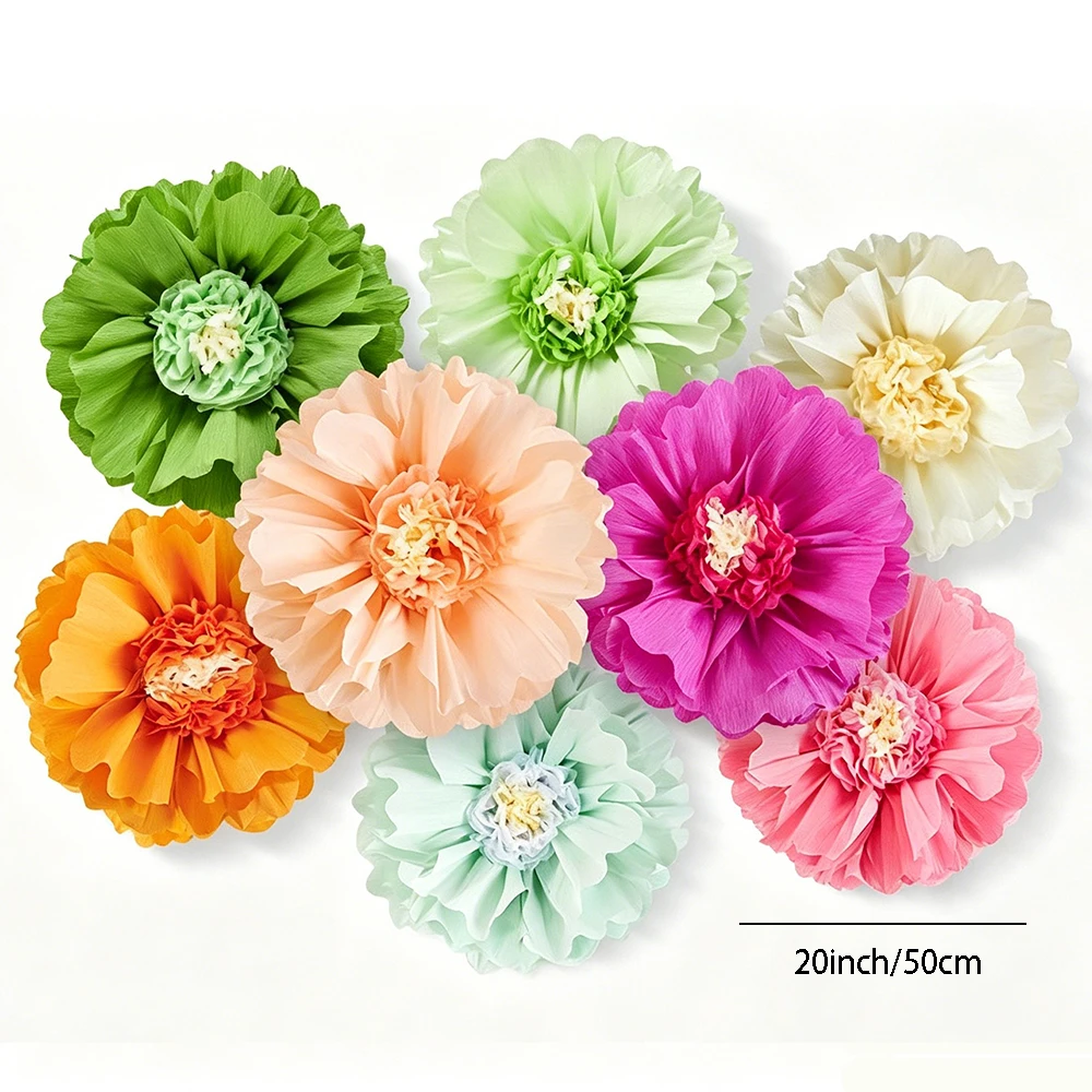 8 Stück Riesige Seidenpapier-Blumen Große Krepppapier-Blumen Dekorationen für Zuhause Muttertag Geburtstag Hochzeit Blumen-Hintergründe – Detail 2