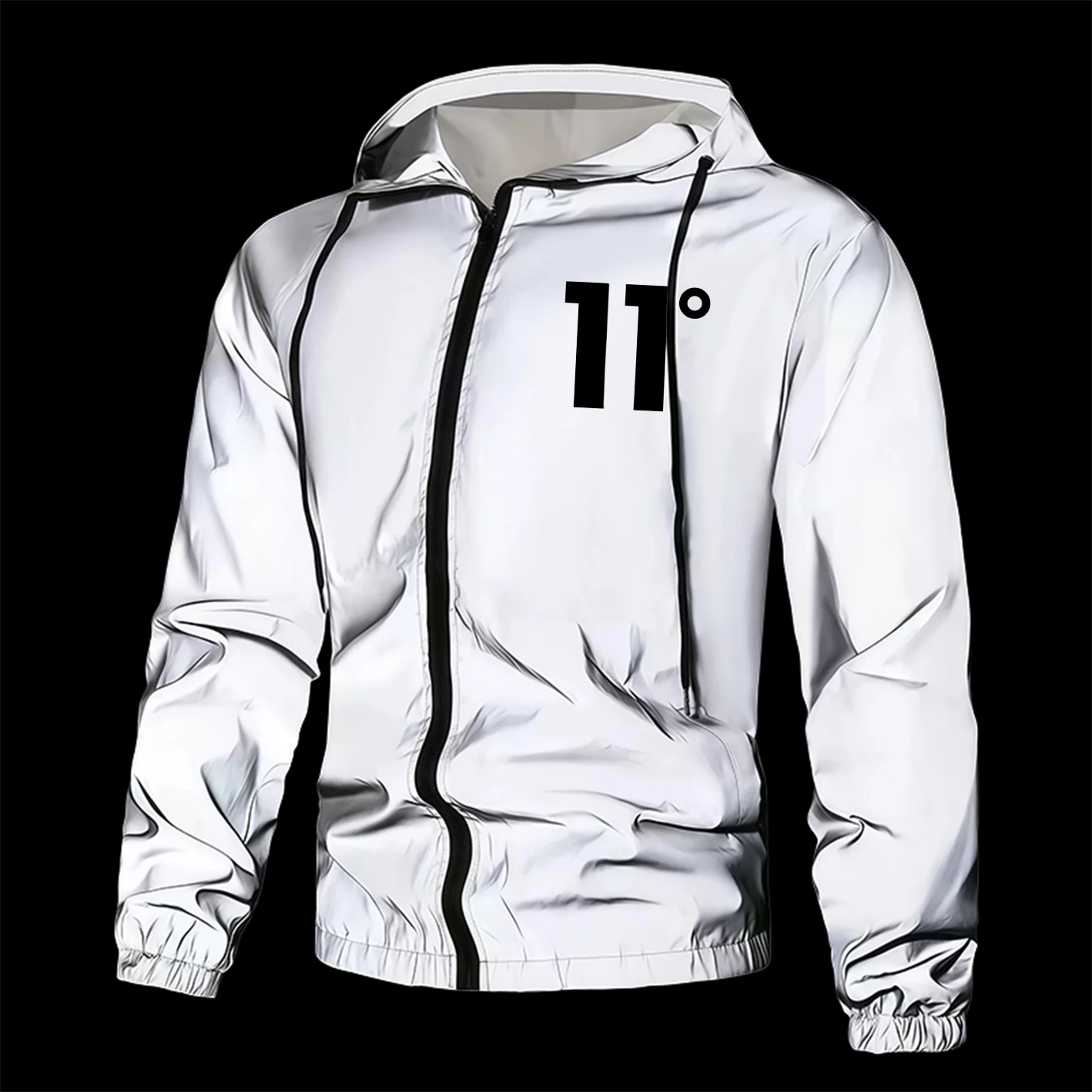 Men's Reflective Jacket Full Zip Casual Coat Spring Autumn Polyester Lined Outerwear Lightweight Windproof Safety Work Outdoo