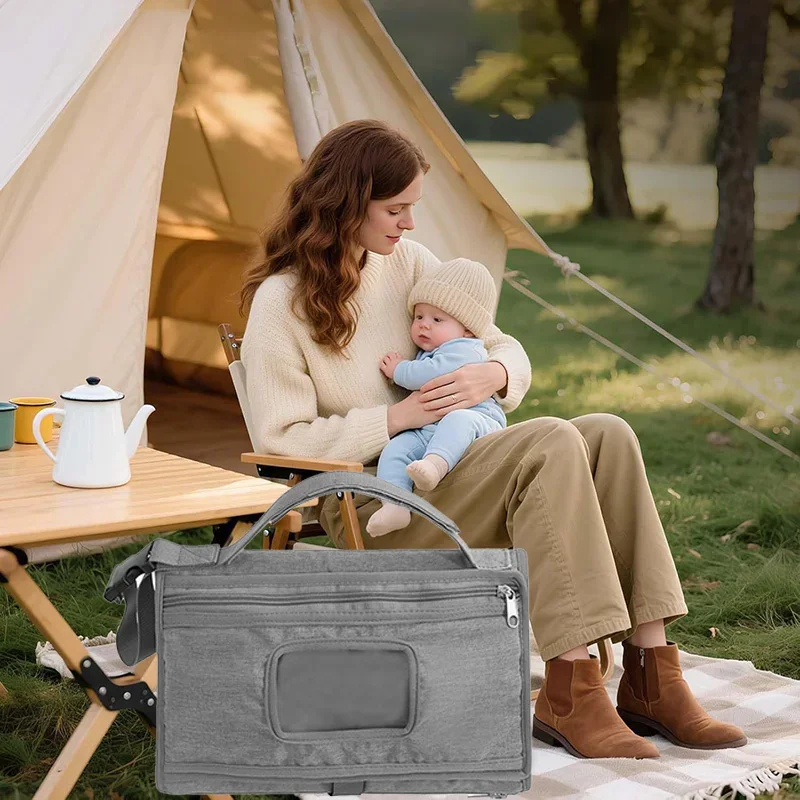 Portable Baby Diaper Changing Mat Waterproof Foldable Travel Nappy Station Stroller Hanging Storage Bag for Newborn Infant Care