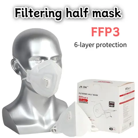 20pcs/box FFP3 NR Folding Mask with Air Valve 6-Layer EU CE Certification Face Masks for Adult
