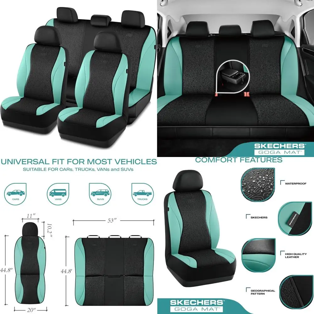 

Чехлы на автомобильные сиденья Skechers, кожаные чехлы на сиденья с технологией коврика GOGA, водонепроницаемые чехлы на автомобильные сиденья, полные комплекты, совместимые с подушкой безопасности, Com