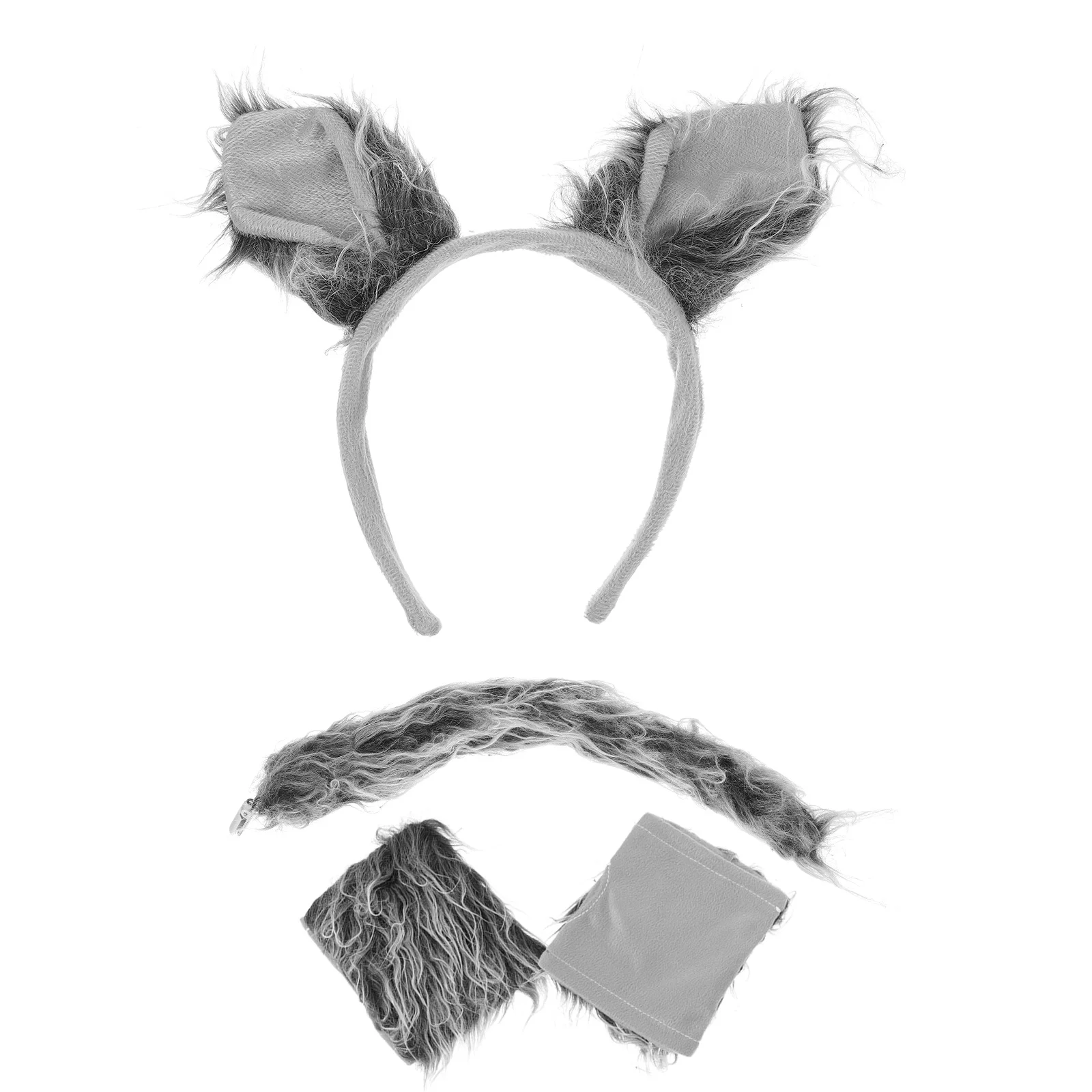 1 conjunto de acessórios para fantasia, bandana de orelha, luvas de cauda, decorações de festa, lobo, adereço para fantasia de festa