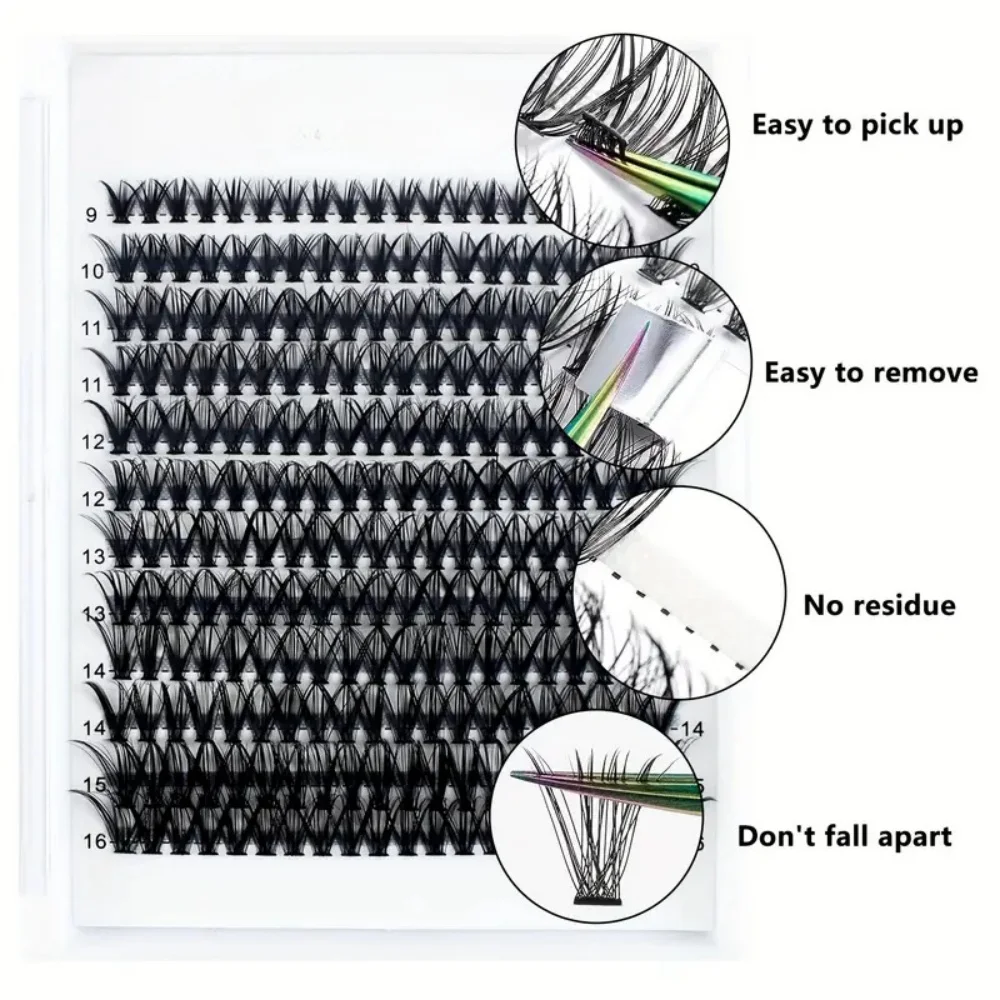 280 مجموعة رموش مختلطة في 14 صفًا، 30D+40D-0.07-D-9-16Mix، رموش طبيعية