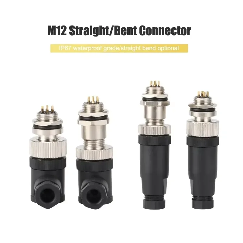 M12 IP67 4/5/8 Pin Waterproof Aviation Plug/socket Sensor Connector Industrial Grade 4-6mm Right Angle Straight PG7 Copper