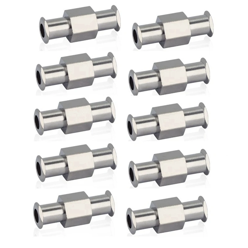 

ABHU 10Pcs Coupler Luer Syringe Connector Metal Double Joints Luer Lock Adapter Coupler For Pneumatic Parts