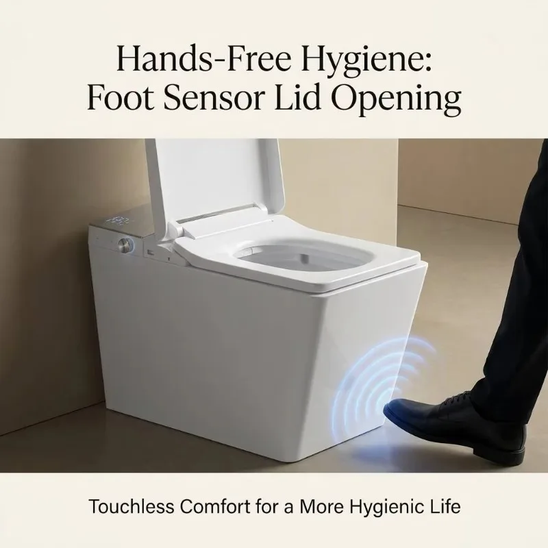 Tankless Smart Toilet With Auto Open/Close Lid Modern One Piece Electric Toilet With Remote Control Automatic Flush Bidet Toilet