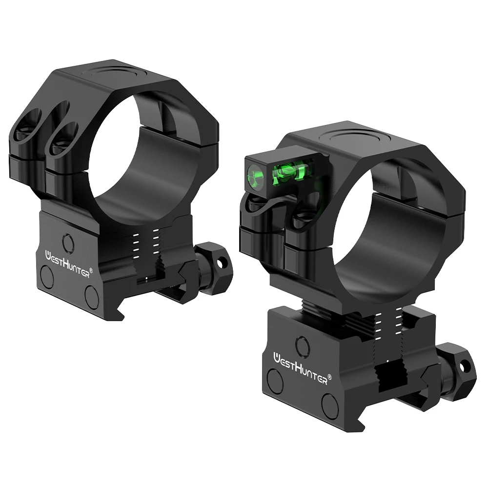 Image of WestHunter Optics Picatinny Zielfernrohrringe 1'' 30MM 34MM Rohr Höhenverstellbare Zielfernrohrmontage mit Wasserwaage Passend für 20mm Schiene