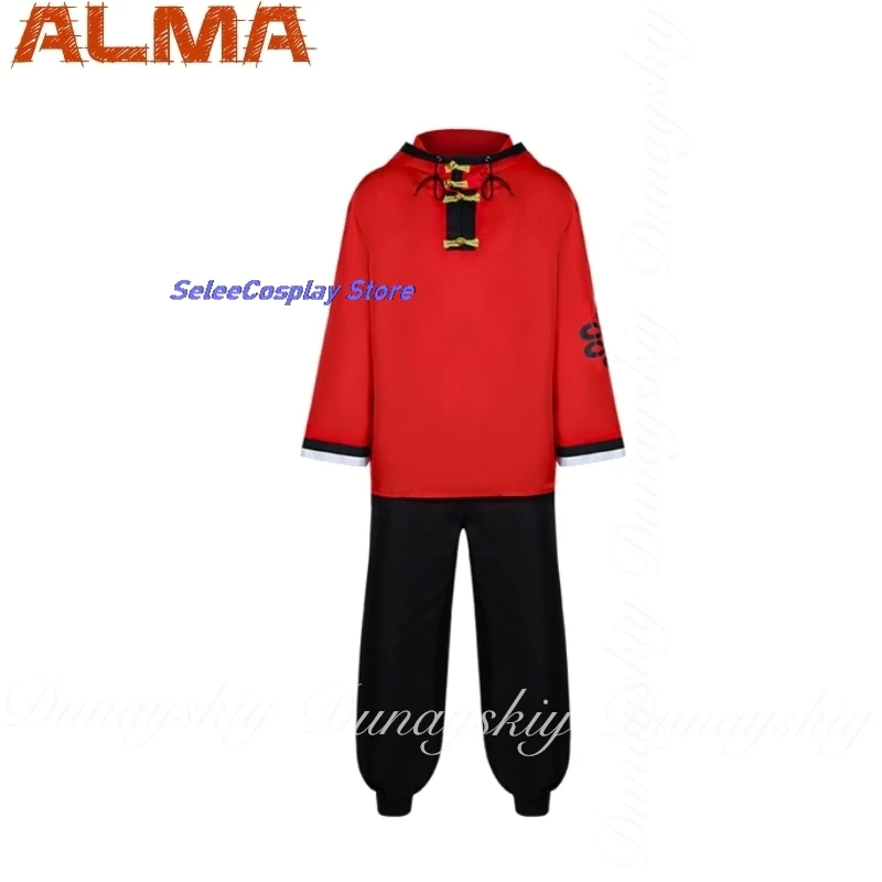 هالوين Gokurakugai أنيمي ألما تأثيري مع البلوز الأحمر مجموعة أسود يسلط الضوء على شعر مستعار أحمر المرأة كرنفال ملابس لعب الأدوار