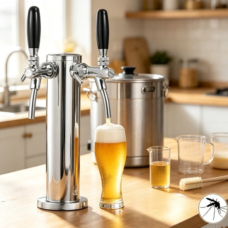 Adjustable 2 Faucet Beer Tower 3-Inch Beer Dispenser Keg Tower With Keg Coupler Connector Beer Line Kegerator Parts