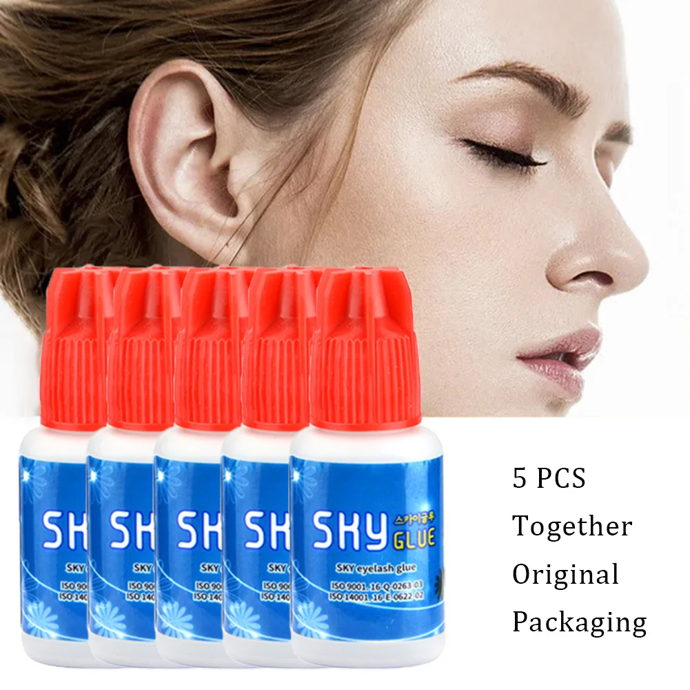 

High Quality Eyelash Glue 1-2 Seconds Fast Drying Black Eyelashes Glue 5 Bottles Pro Lash Glue Black Adhesive Private Label