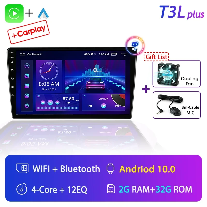 Srnubi Autoradio 2 Din Android 12 Auto Carplay Universele 7 "9" Multimedia Speler voor Nissan Honda Toyota Lada Volkswagen Hyundai