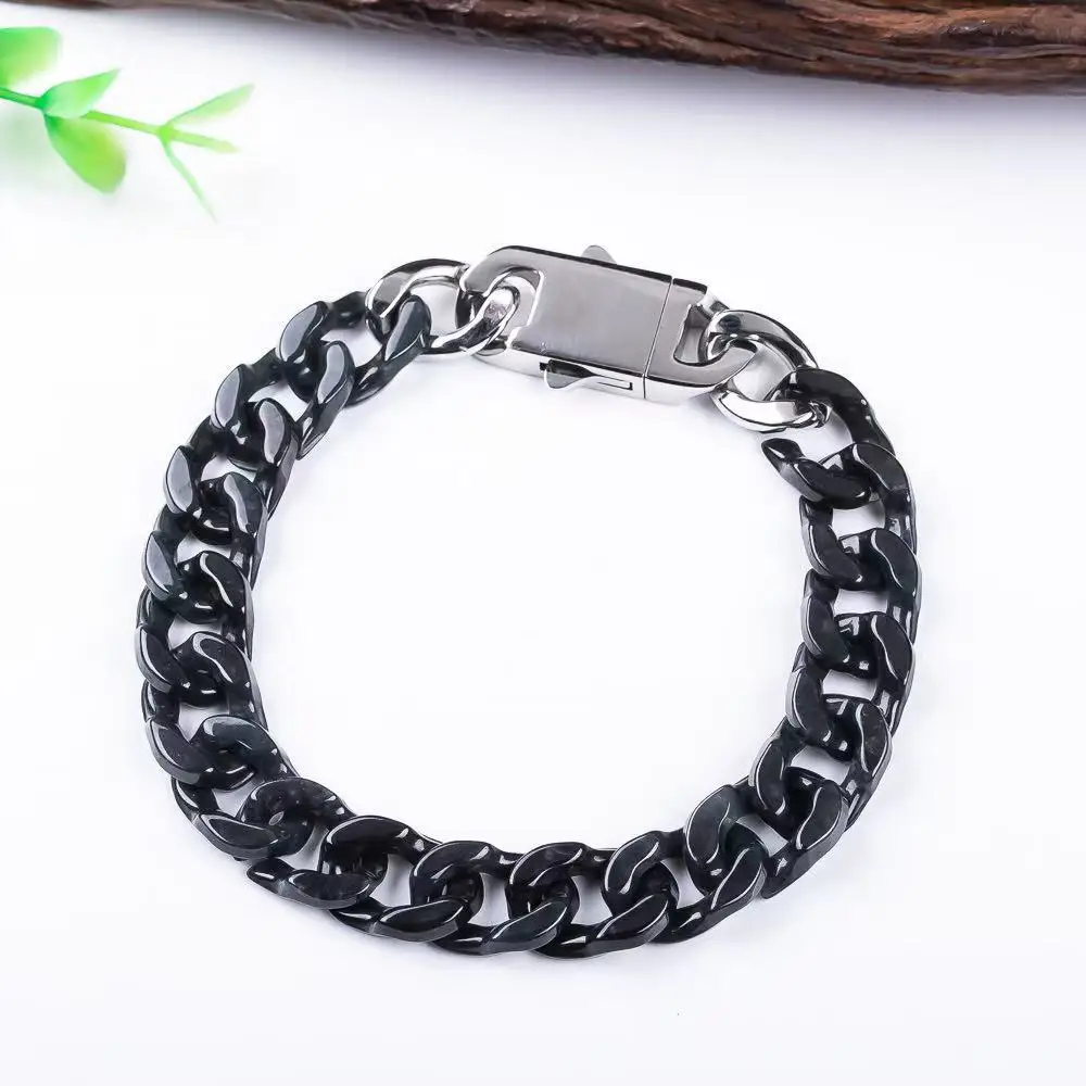 

Черный Мьянманский жадеитовый браслет-цепочка, натуральные украшения, винтажные модные аксессуары, роскошные талисманы из настоящего нефрита, подарки для женщин