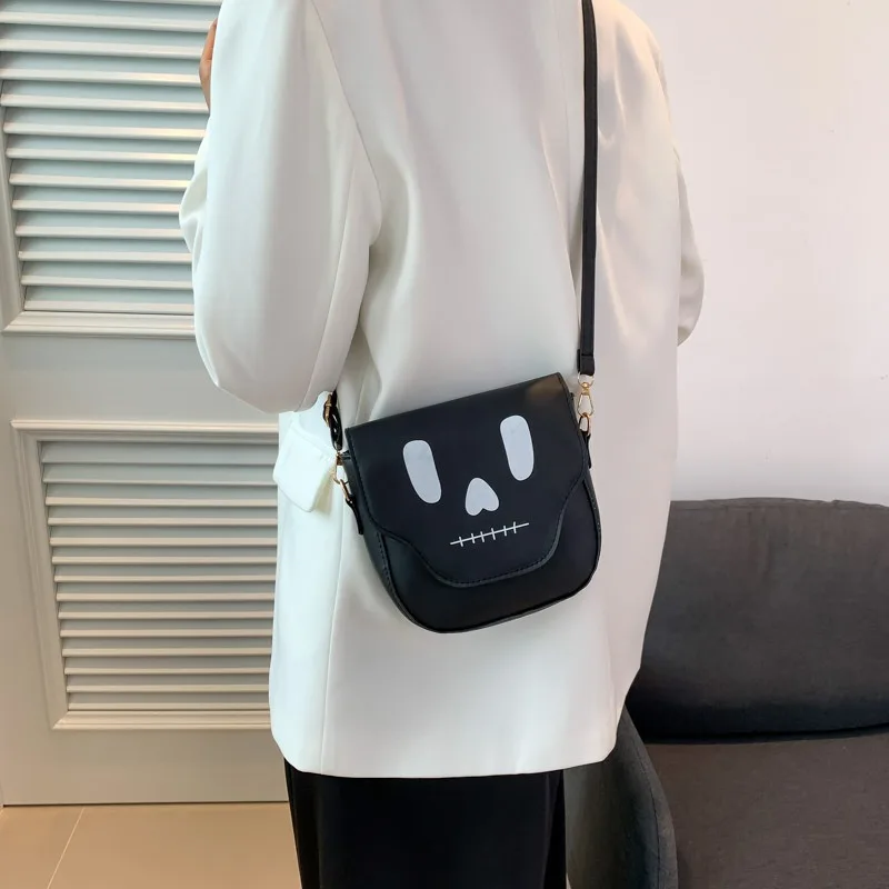 Halloween Large Capacity Ghost Shoulder Bag Funny Harajuku Ins Ghost Crossbody Bag Handbag Coin Purse Small Square Bag Girl Gift