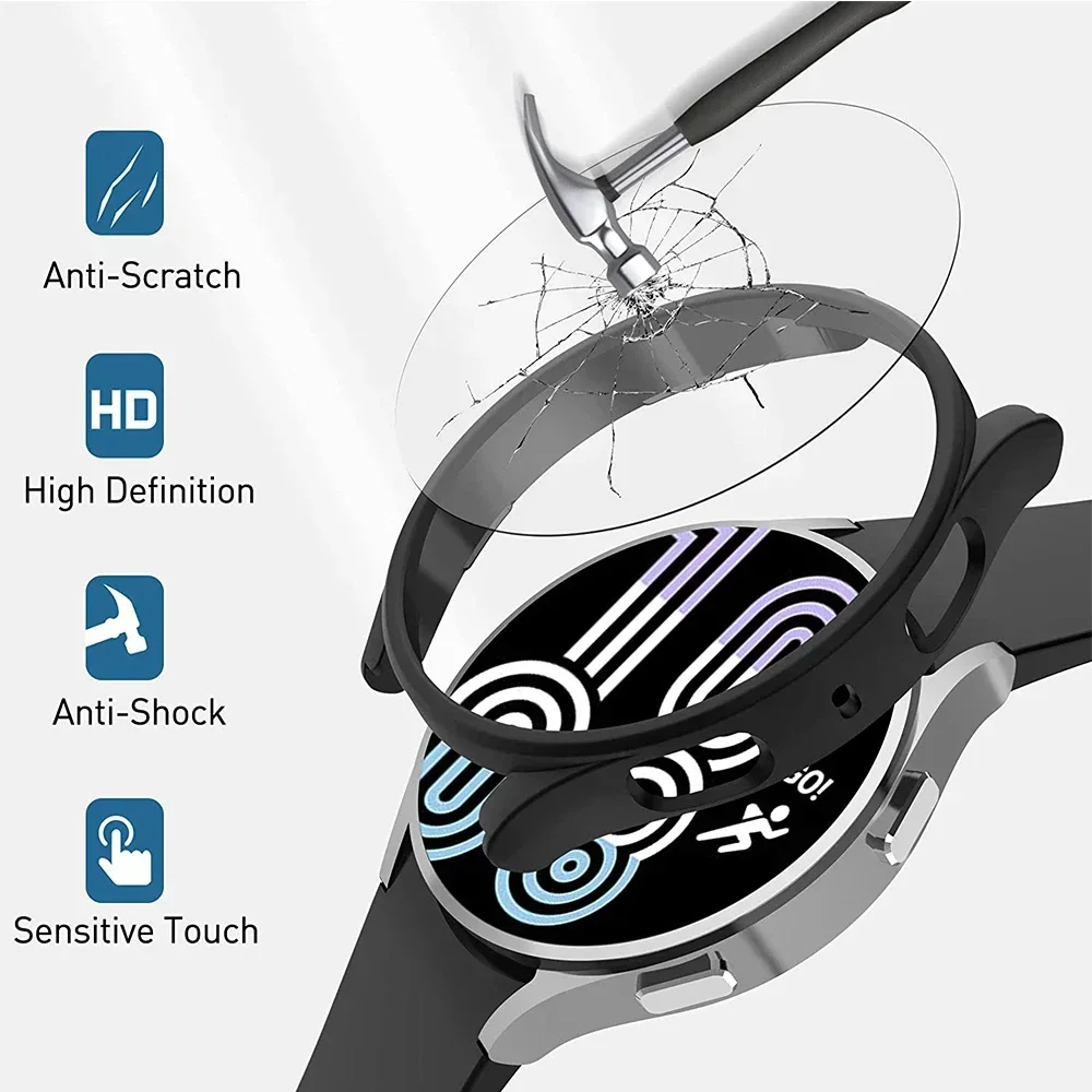 Glas + hoesje voor Samsung Galaxy Watch 5/5 Pro Waterdichte PC Galaxy Watch 5 40 mm 44 mm Cover Watch 5 Pro 45 mm Cover + schermbeschermer