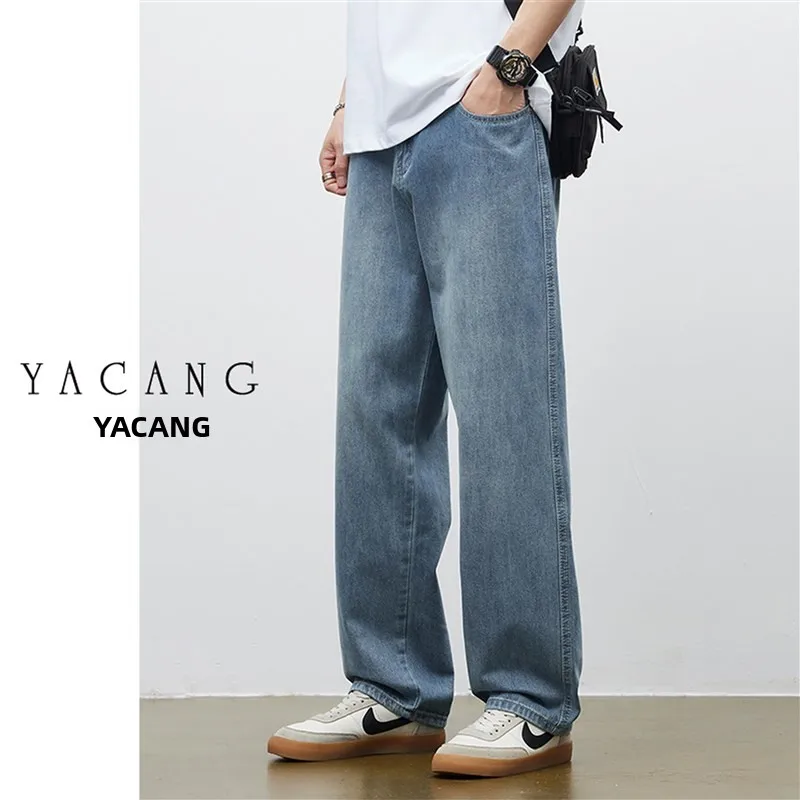 

Retro Light Wash Men's Jeans Casual Loose Straight Leg Spring New Arrival Premium Wear Resistant mid Waist Zipper Fly