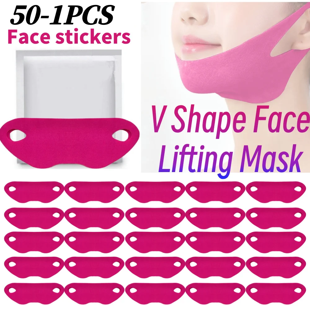 50-1 stücke Gesichts Lifting Maske V Form Gesicht Straffende Abnehmen Maske Kinn Wange Lift Up Bandage Anti Aging Falten entferner Hautpflege