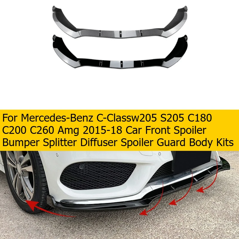 Für Mercedes-Benz C-Klasse W205 S205 C180 C200 C260 AMG 2015-18 Auto Frontspoiler Stoßstangensplitter Diffusor Spoiler Schutz Karosserie-Kit