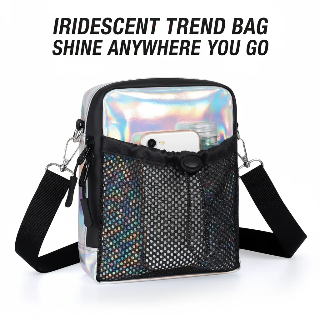 

Reflective Holographic Sling Bag Crossbody Bag Lightweight Small Shoulder Bag for Travel Gym Daily Use with Adjustable Strap