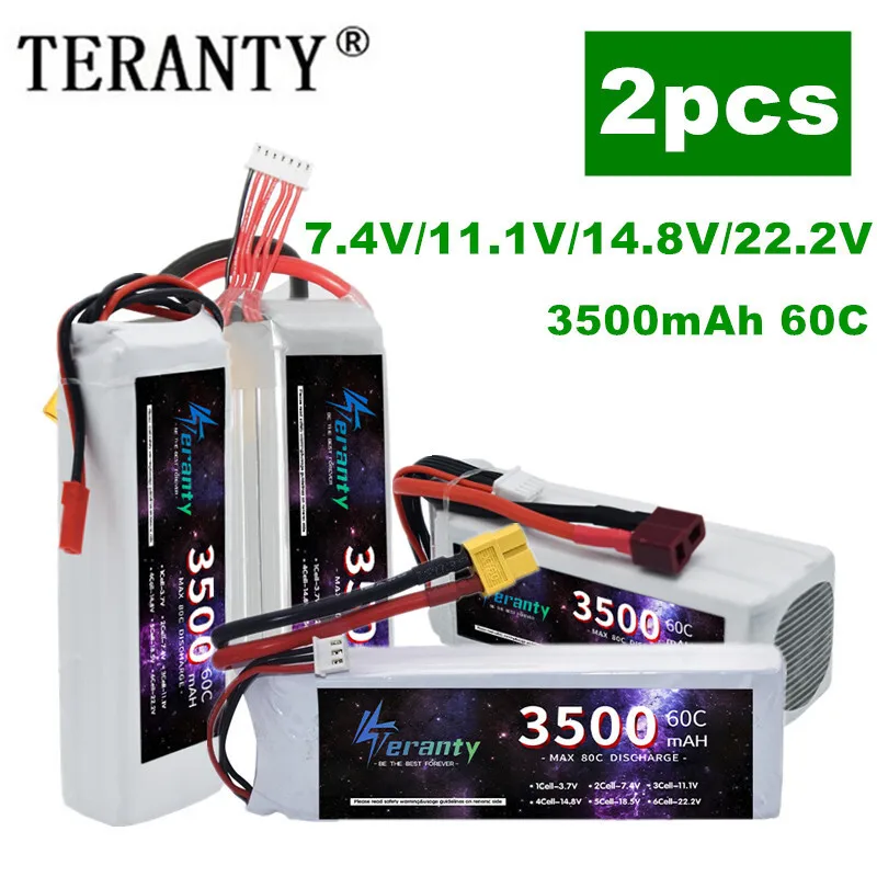 TERANTY 2S 3S 4S 6S Lipo Battery 3500MAH 60C 7.4V 11.1V 14.8V 22.2V Battery For RC Car Drone Quadcopter Boat 2PCS