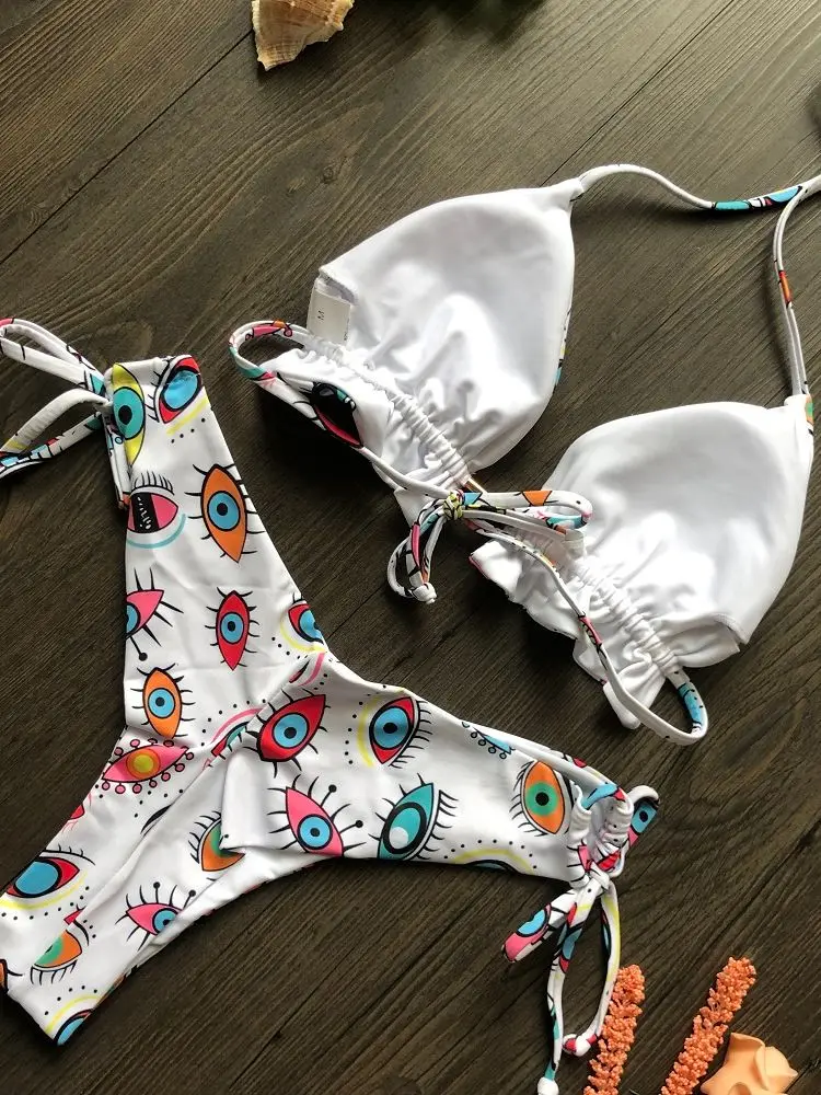 Bikini brasileño Bandage para mujer, traje de baño Sexy con estampado de flores, conjunto de ropa de playa, 2022