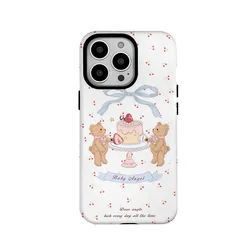 Little Bear Cake Birthday Party Phone Case for IPHONE 16 PRO MAX 14 13 12 11 PRO Plus Acrylic TPU Two in One Mobile Phone Cases