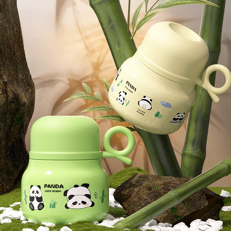 

Новая термокружка с милым дизайном панды, с внутренней колбой из нержавеющей стали, с ложкой, сохраняющая свежесть, с функцией конденсации