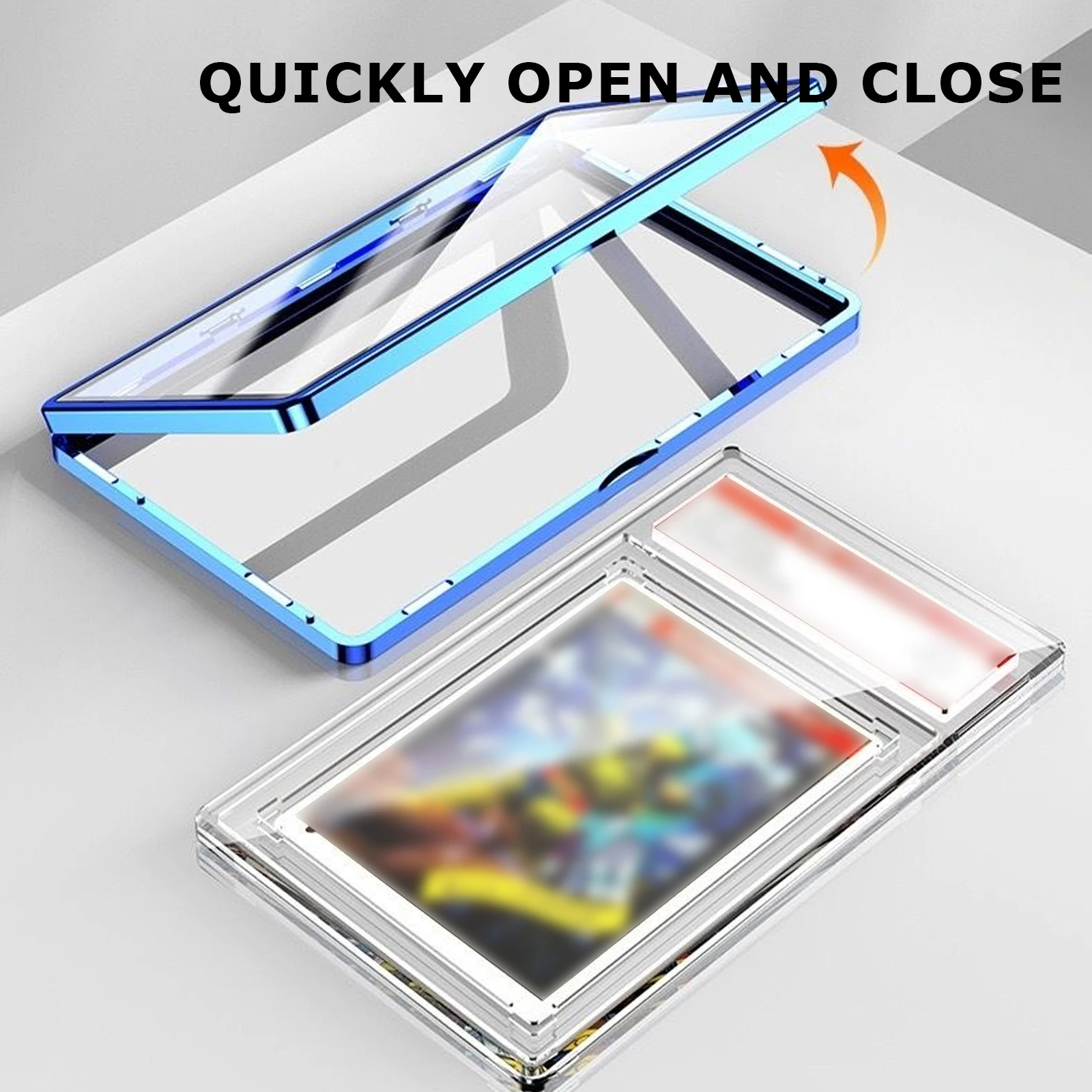 Aluminum Alloy Graded Cards Protector Case For PSA 130PT Slab, UV & Scratch Resistant Trading Card Magnetic Display Holder Box