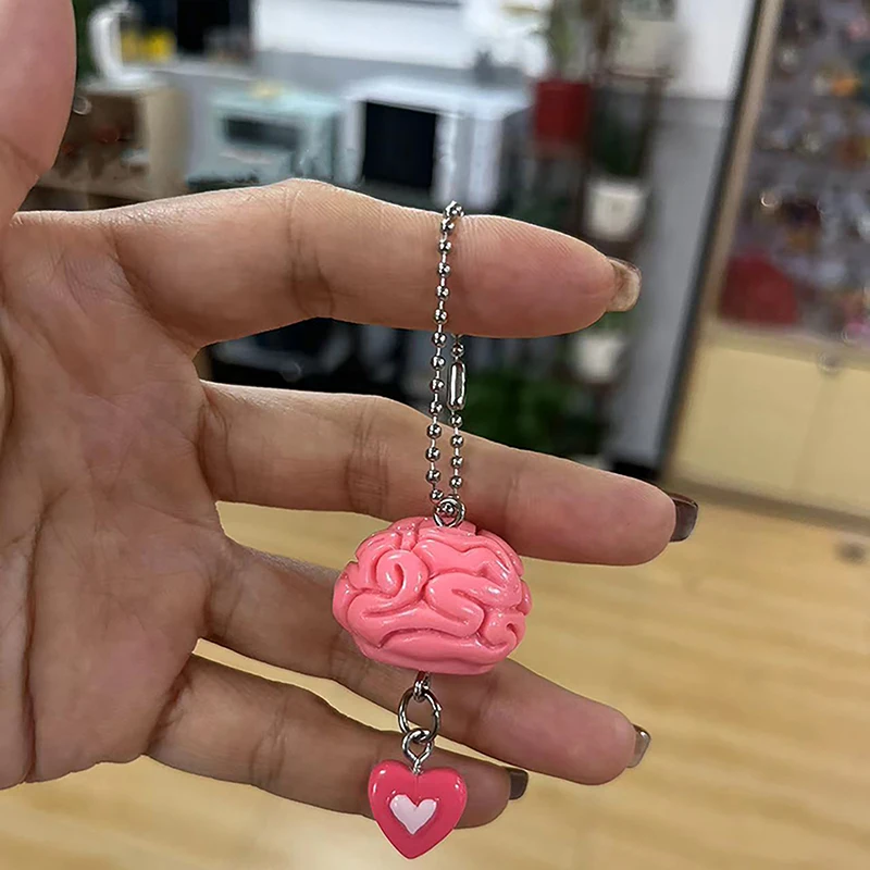 Cool Funny Phone Strap Lanyard Kawaii 3D Simulation Brain Cellphone Pendant Charms Punk Halloween Keychain For Women Men Keyring image 6