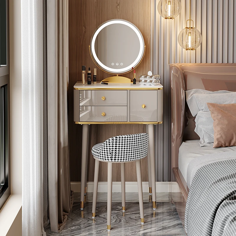 

Simple Small Dressing Table Nordic Natural Stool Mirror Dressing Table Narrow Girls Tocador Maquillaje Bedroom Furniture