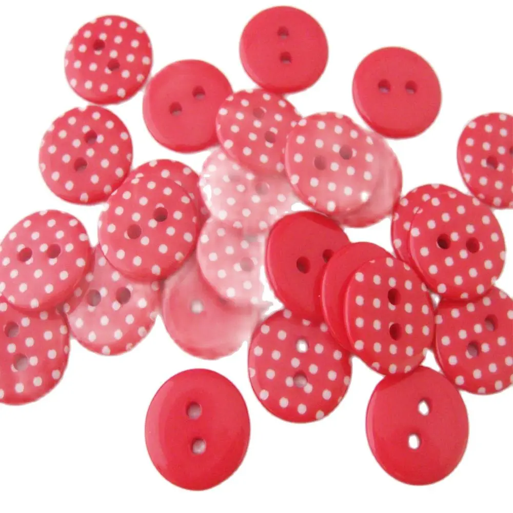 NBNLAS Limited Stock Black Red Resin 15MM Round Shirt Buttons 50Pcs Sewing Accessories