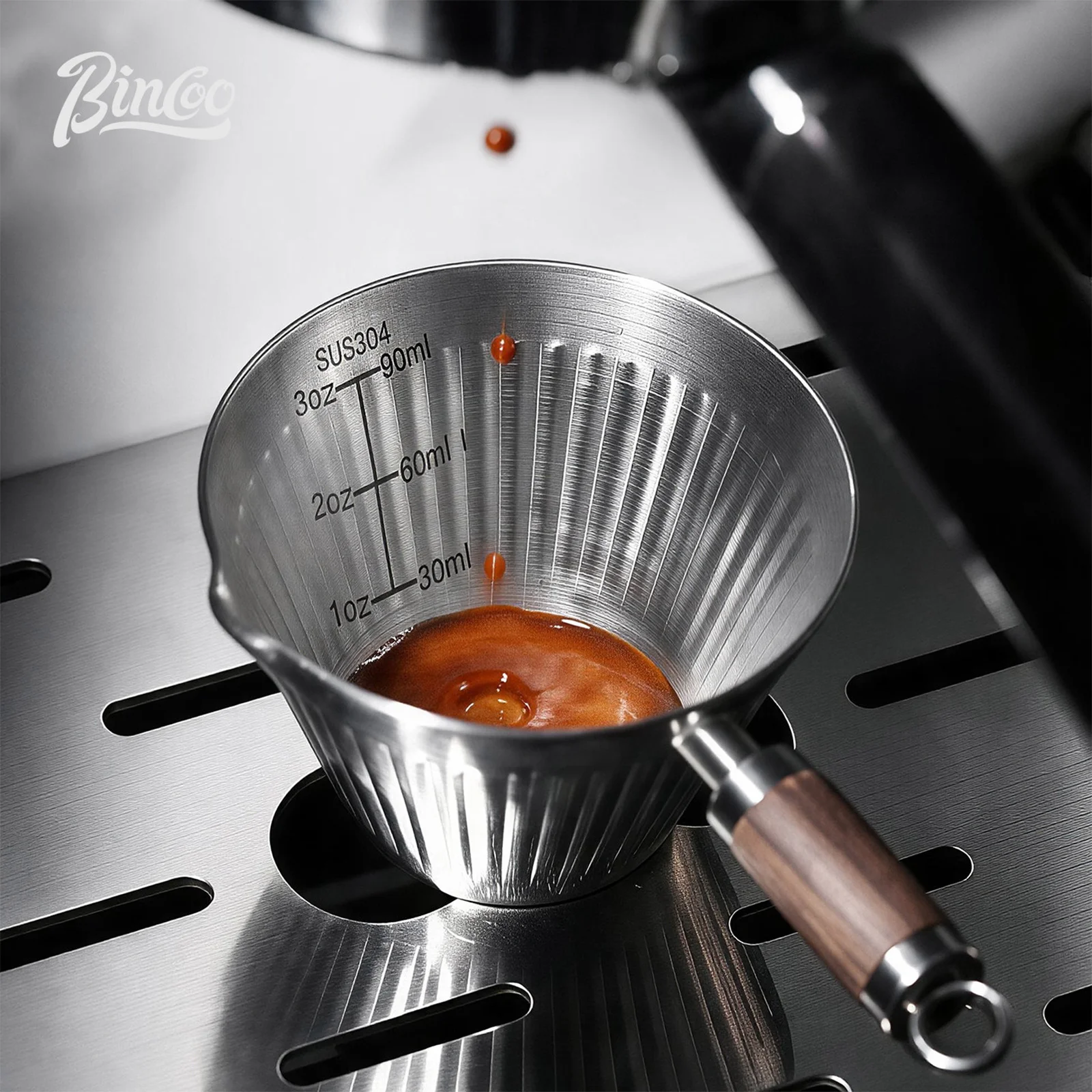 Bincoo 304 Stainless Steel Espresso Measuring Cup – Drip Tray Receiver with Scale, Coffee Machine Extraction Cup view 6