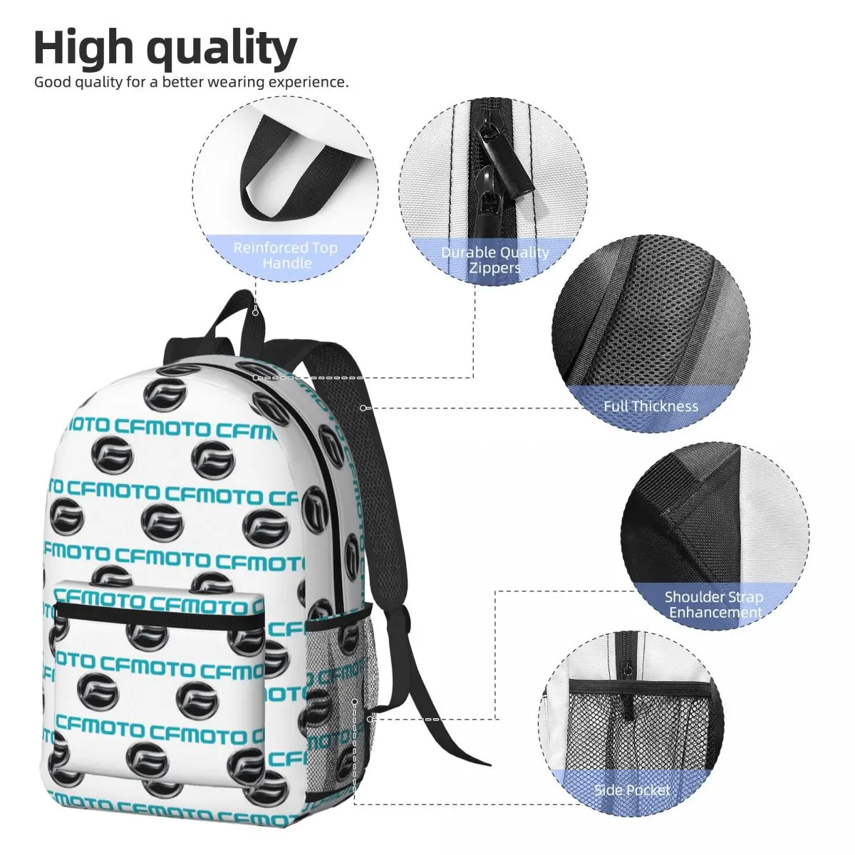 CFMoto Logo Motorcycle Backpack Boys Girls BookBag Kids School Bag Laptop Shoulder Bags for Men Women
