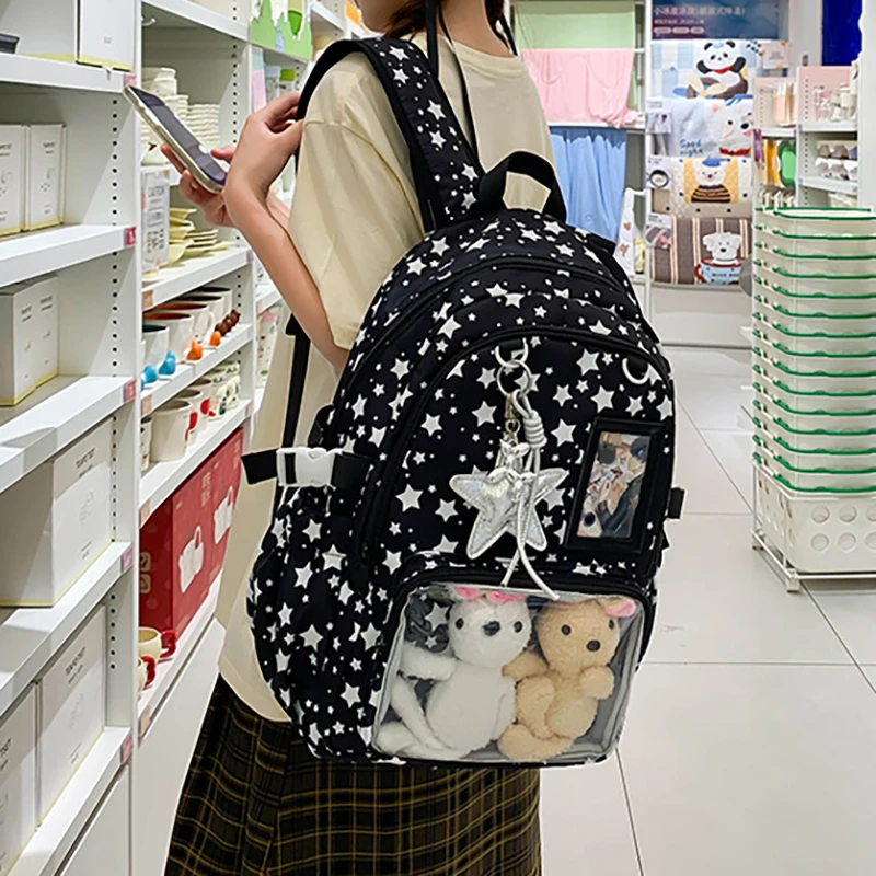 HAEX Aesthetic Women Ita Bags 2025 Clear Window DIY Doll Show Students Commute Backpacks Large Capacity Casual Daily Bolso Mujer