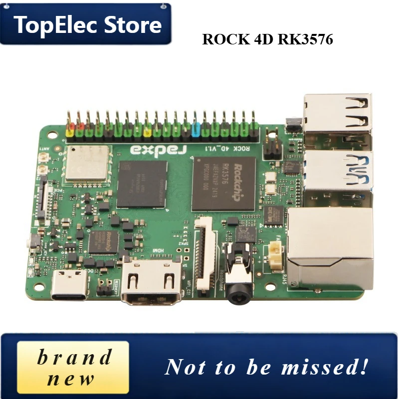 TopElec Radxa Development Board ROCK 4D RK3576 Single Board Computer, Edge Computing 4K Output LPDDR5