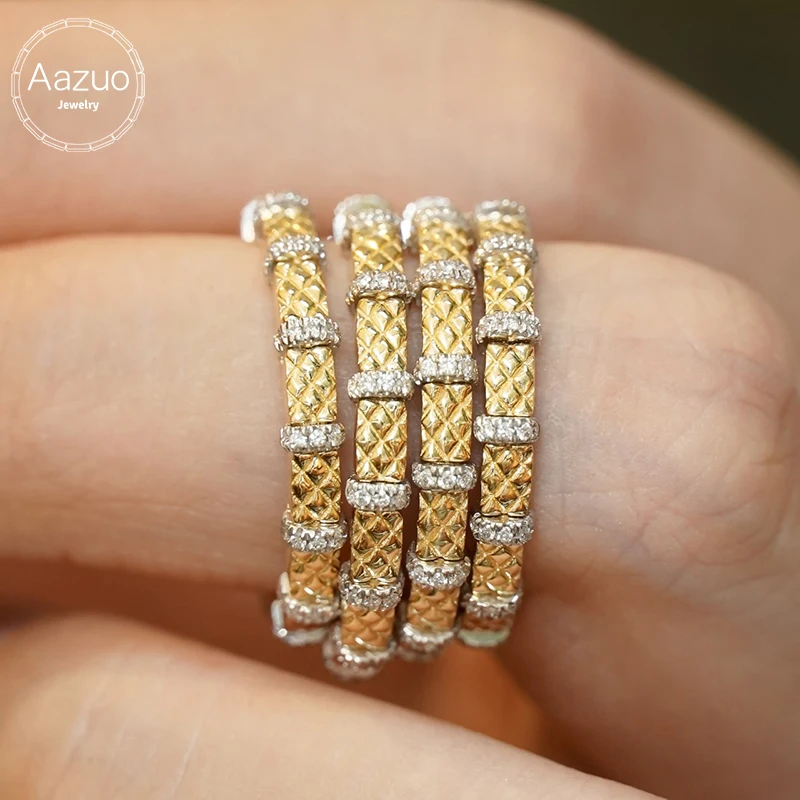 

Aazuo Fine Jewelry Real 18K Yellow Gold Vintage Style Fashion Grid Shape Natural Diamond Women's Birthday Party Rings AU750
