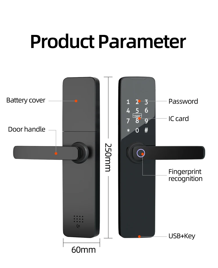 PHIPULO Biometric Fingerprint Door Lock Smart Door Lock Tuya App Remote Unlocking Keyless Wifi Lock Electronic Door Lock