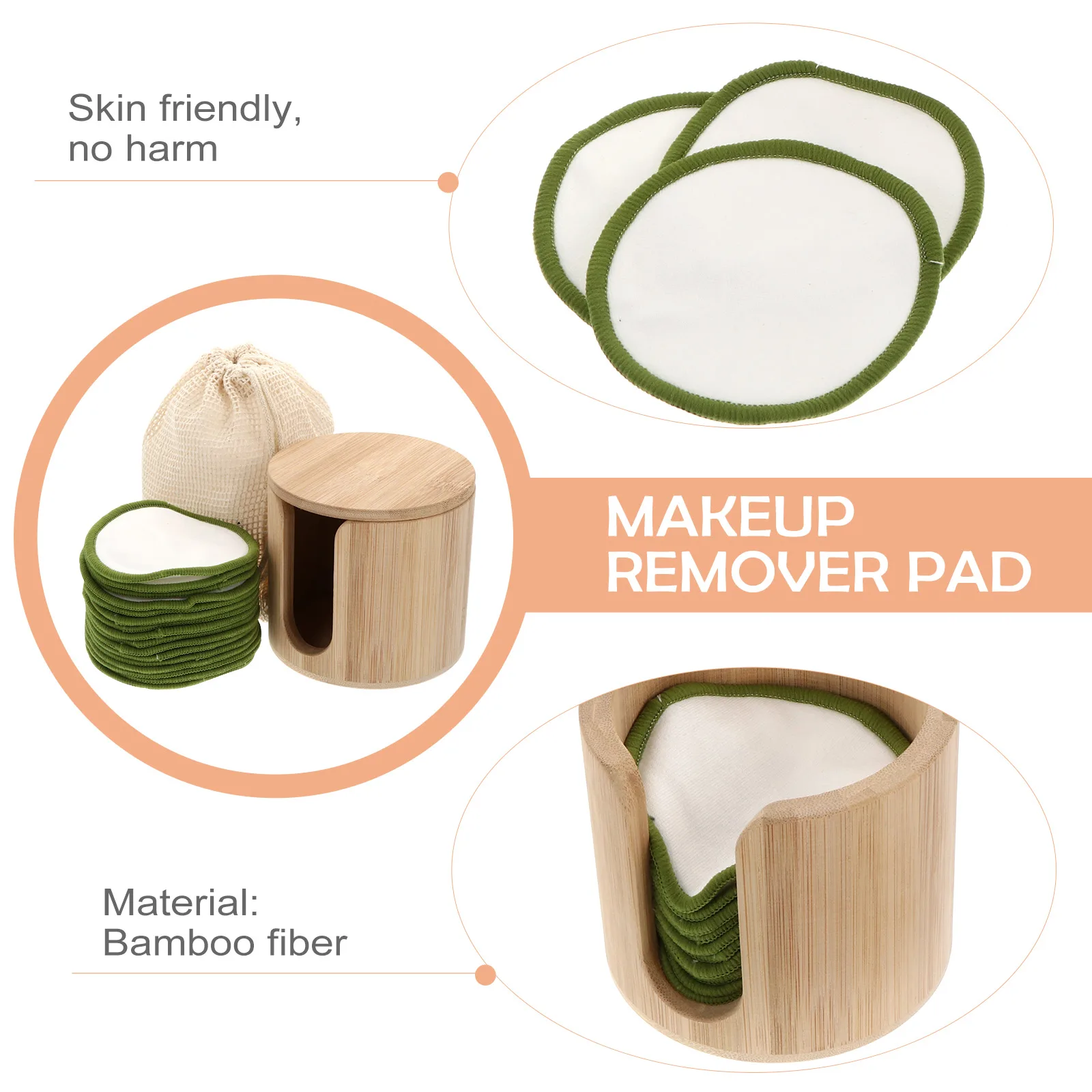 1 set make-up remover pads set bamboevezel herbruikbare gezichtsreinigingsbladerdeeg voor thuisreizen kamperen dames meisjes dames schoonheid