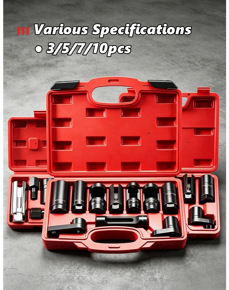 3/5/7/10-teiliges Sauerstoffsensor-Steckschlüssel-Set, Sauerstoffsensor-Entfernungswerkzeug-Kit, 3/8" & 1/2" Antrieb, zum Entfernen und Einsetzen von Sauerstoffsensoren – Detail 3
