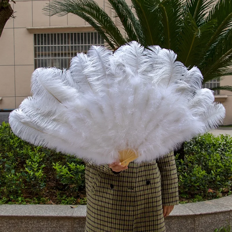 High-end ostrich feather hair big fan, performance props handmade
